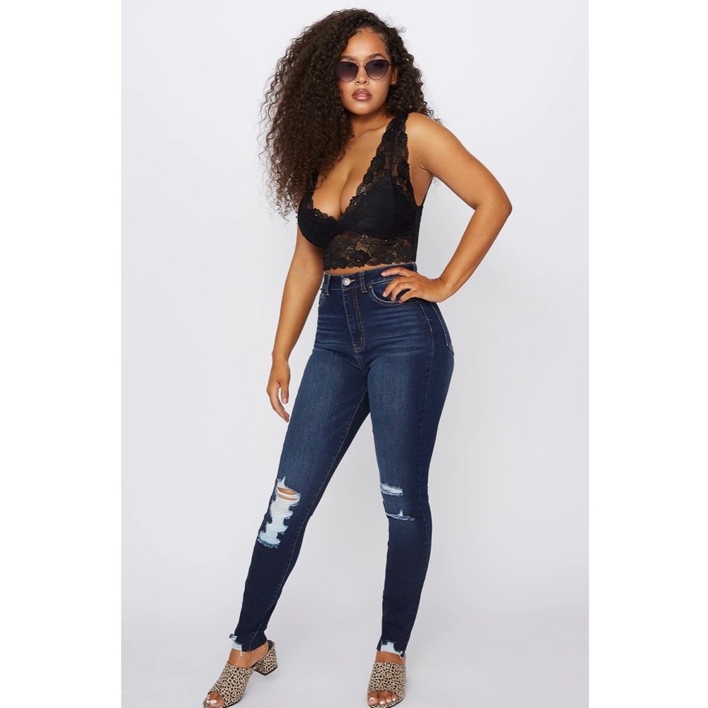 Refuge High-Rise Distressed Raw Hem Skinny Jean